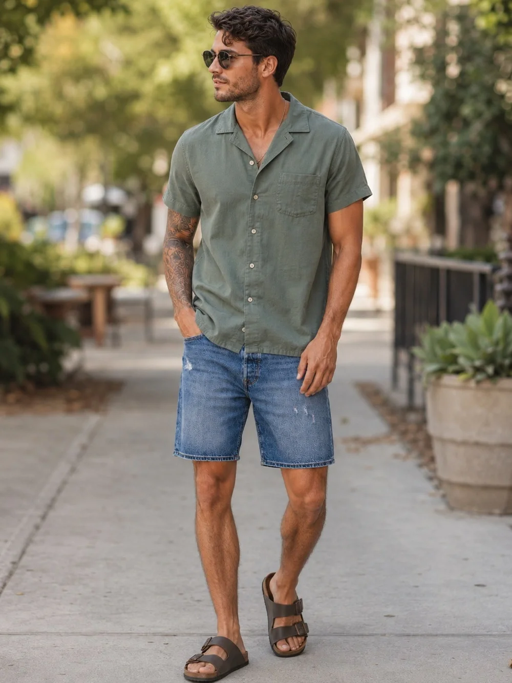 Levi's‎ 501 Denim Shorts Men's 32 9 inch Distressed Medium Blue Wash Jorts